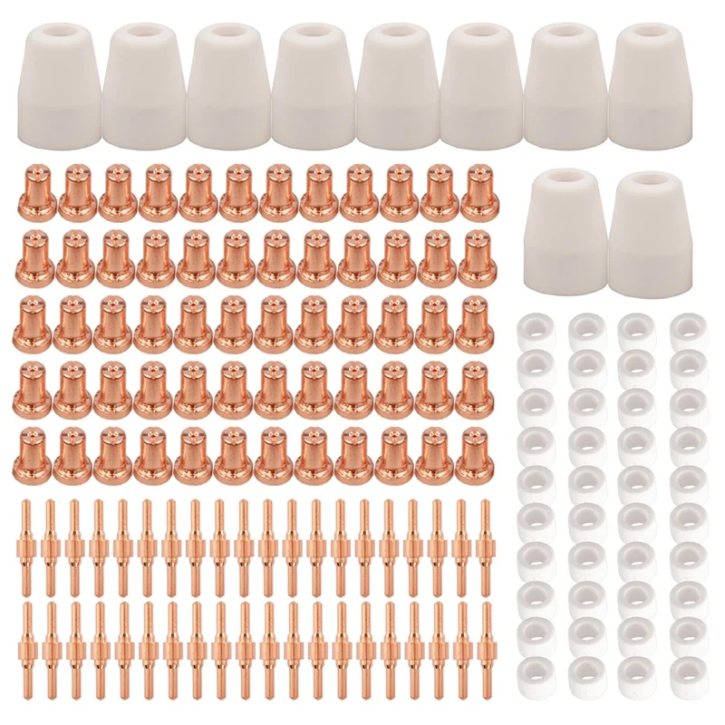 

150Pcs PT31 LG40 Plasma Cutter Electrode Tips Cup Extended Consumables Kit For PT-31 CUT40 CUT50 HYC50D PLC50D HYC410