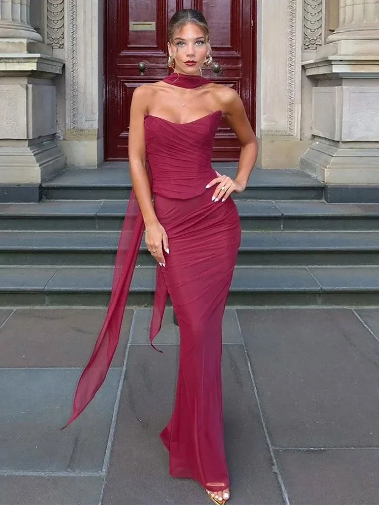 

Элегантное бандажное свадебное платье, одинаковые комплекты для женщин, 2026 женские укороченные топы + длинные юбки, комплект из 2 предметов, вечерние платья