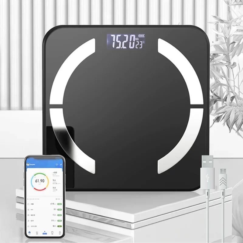 

1PC simple Bluetooth body fat scale professional fat electronic scale human home intelligent charging weighing scale.