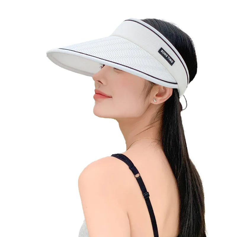 

Sunscreen hat for women riding bicycles in summer with UV protection mesh new empty top sun hat foldable large brim sun hat