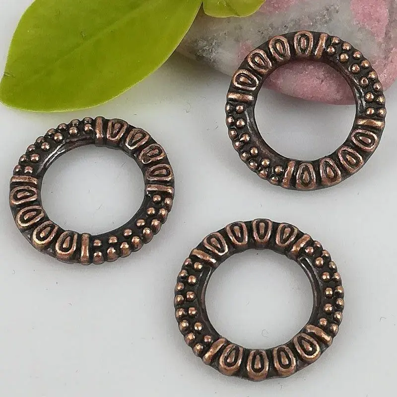 

12PCS 17mm antiqued copper color 17mm crafted ring frame design charms H0779