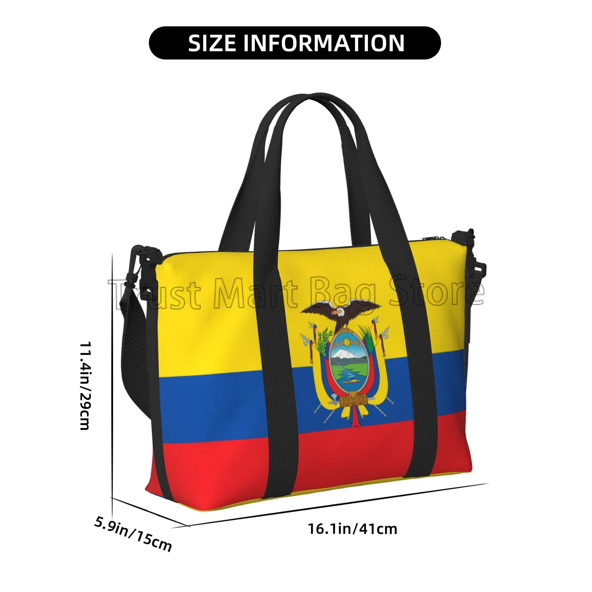 Ecuador Flag Travel Duffel Bags for Men Women Weekender Bag Carry on Overnight Bags Multipurpose Waterproof Sports Gym Yoga Bag