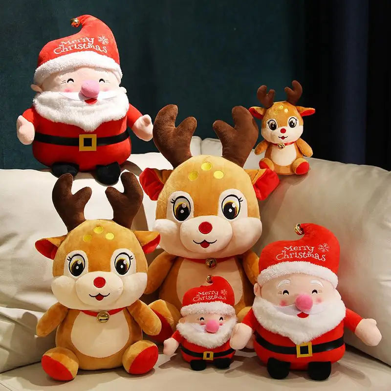 22cm adorável papai noel & elk brinquedos de pelúcia boneca animal de pelúcia presentes de natal para decoração de casa de alta qualidade