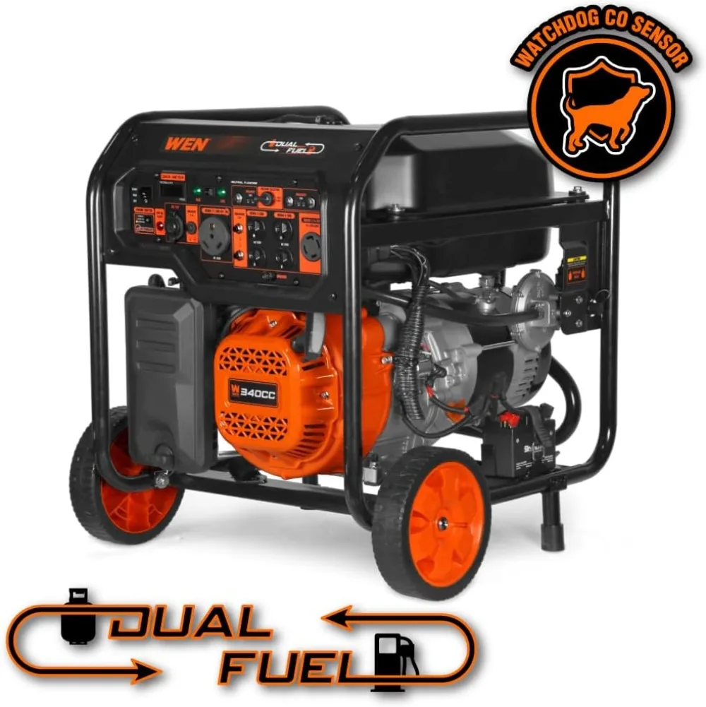 8000W Dual Fuel Portable Generator Electric Start 340cc RV Ready with CO Sensor Transfer Switch Included