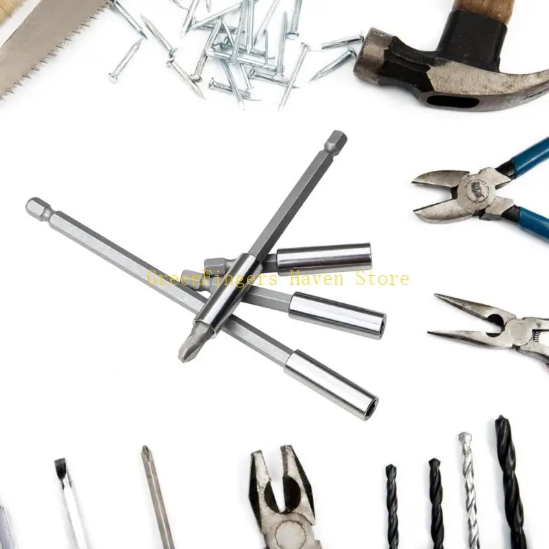 F68D 4Pcs Extension Socket Drill Bit Holder 1/4inch Hexagonal Screwdriver Tip Holder Screwdriver Bit Holder