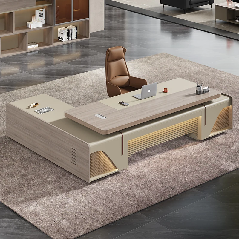 Forte armazenamento mesa executiva designer aestético luxo moderno mesas de escritório gavetas barato grande escrivaninha móveis de escritório