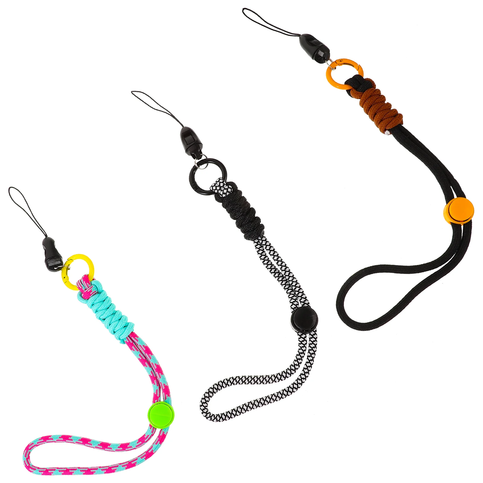 3 Pcs Adjustable Lanyard -lost Wrist Rope Keychain Handmade Braided Two-color 3pcs Strap Case Wristband Nylon