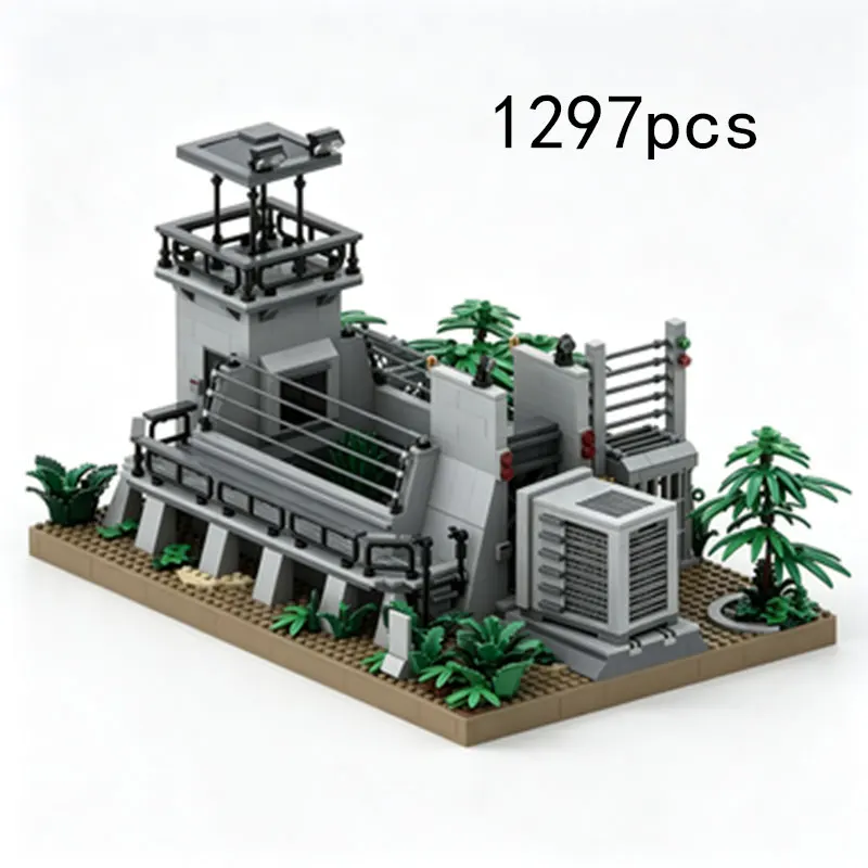 MOC 1297pcs Small Particle Assembly Building Blocks: Building Watchtower, Jungle Ruins Model Toy Ornament Gift
