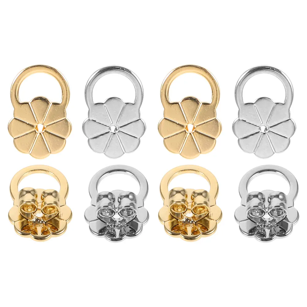

8pcs Thick Gold Flower Earring Backs Prevent Droopy Ears Replacement Lifters Heavy Supports Jewelry
