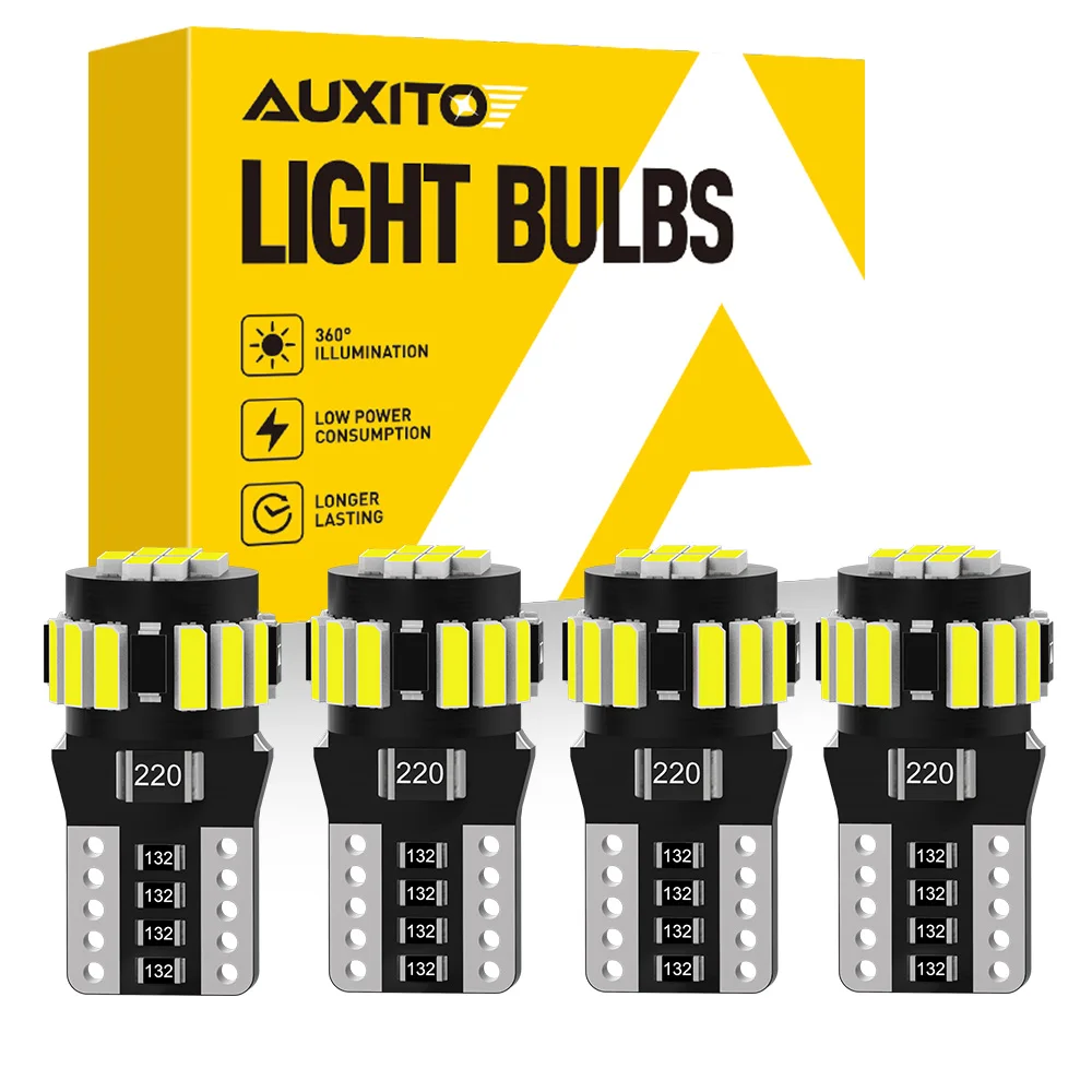 AUXITO 4Pcs W5W LED Lights White 18pcs 4014SMD Super Bright T10 LED Bulbs Canbus Position Parking Interior Lighting Auto Lamp