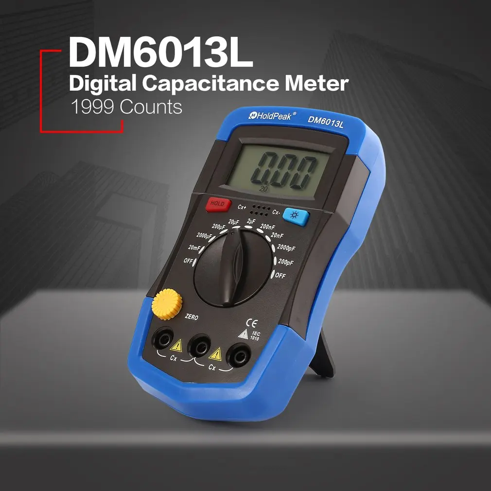 Imagem -04 - Medidor de Capacitor de Capacitância Digital Portátil Dm6013l Testador de 1999 Contagens 200pf20mf Luz de Fundo de Retenção de Dados