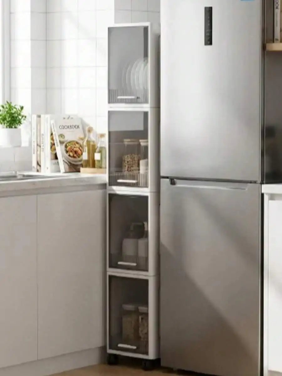 3/4 Floors Narrow Gap Storage Cabinets, Kitchen And Bathroom Narrow Storage Cabinets, Drawer Gap Multi Rack, Non Installed Light
