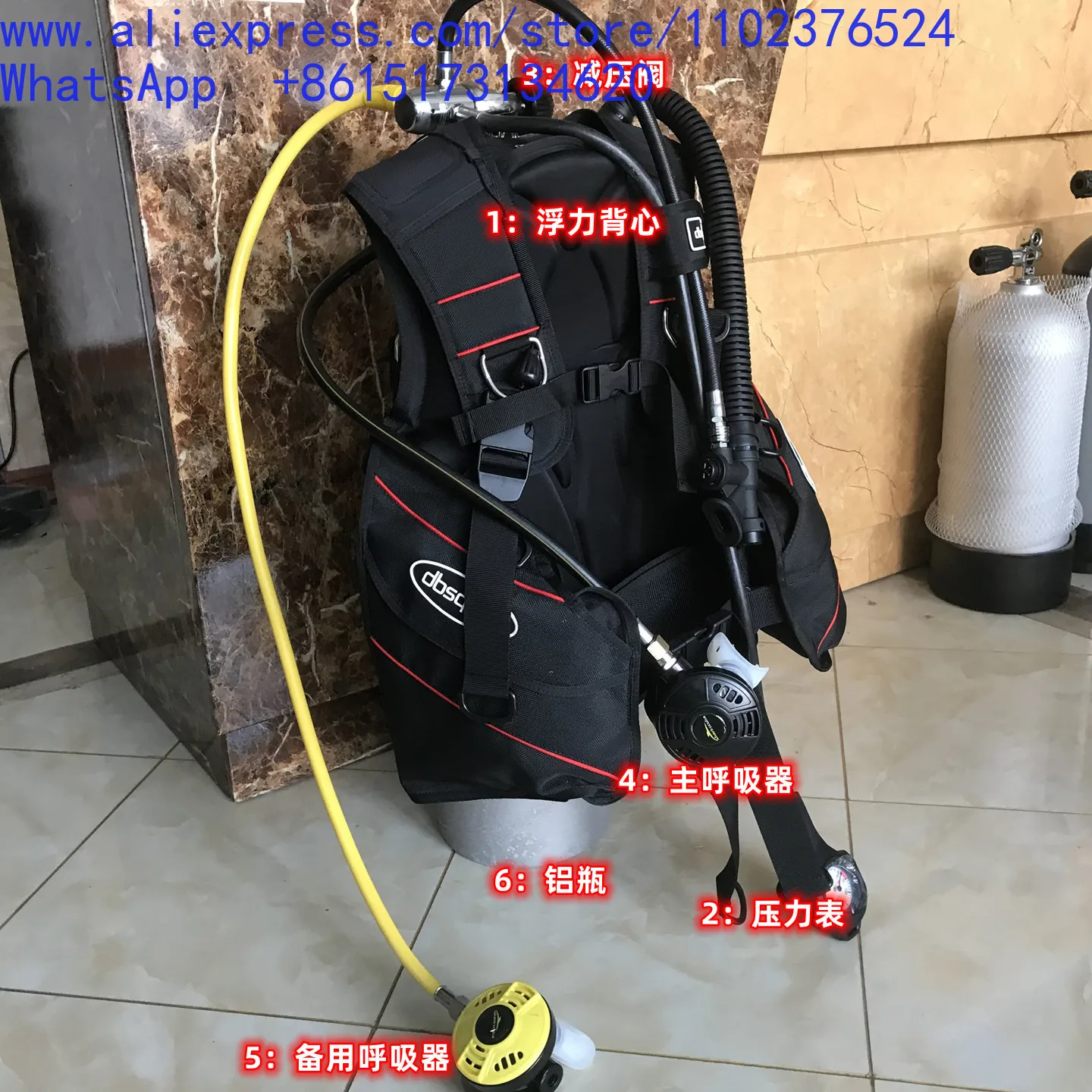 1Pcs full set diving BCD buoyancy vest breathing regulator triple table one or two stages