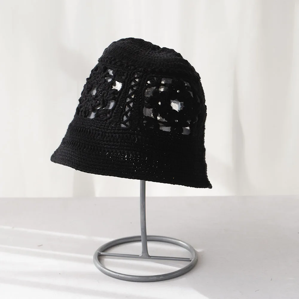 2025 Handgefertigte Neue Blumen Y2K-Stil Gewebte Strickmütze Russische Damen Luxus Panama Mode Bucket Hat – Detail 4