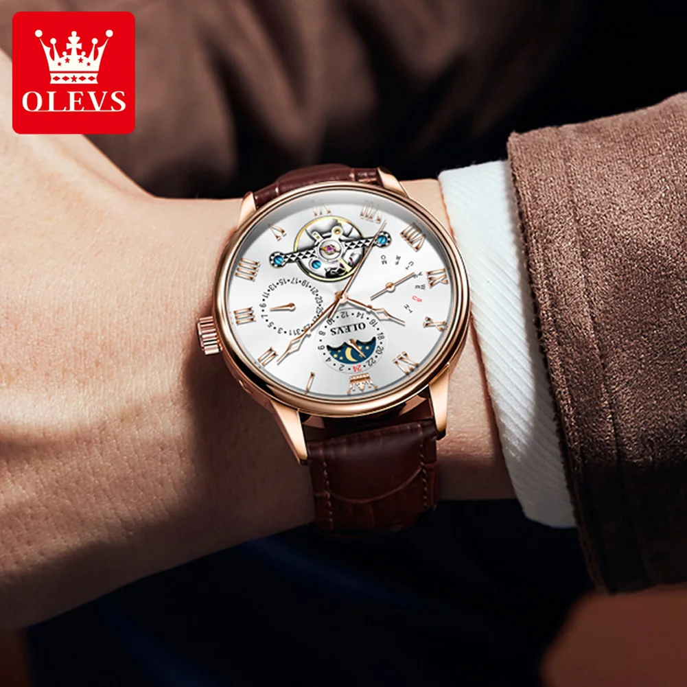 OLEVS ブランド夜光防水全自動機械式時計多機能メンズ腕時計 7009