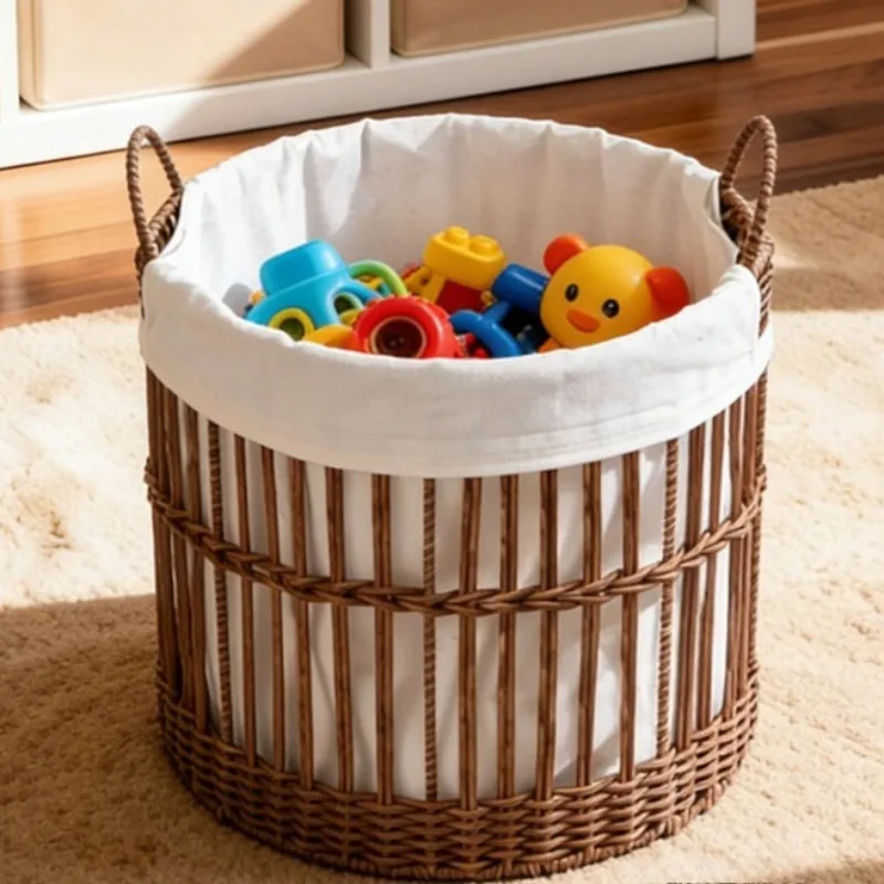 Imitation Rattan Dirty Laundry Basket Large Capacity Minimalist Laundry Hamper Room Removable Sundries Baskets Home Storage