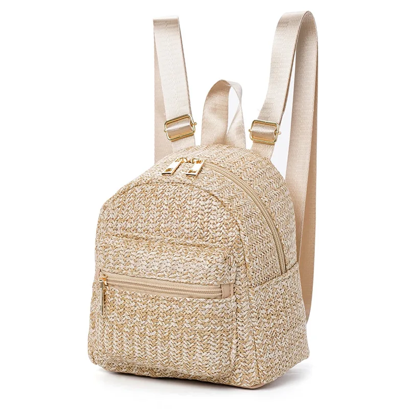 

1pcs Women's Mini Colorful Straw Backpack Suitable for Girls Women's Outdoor Travel Vacation Beach School Dormitory Daily Use
