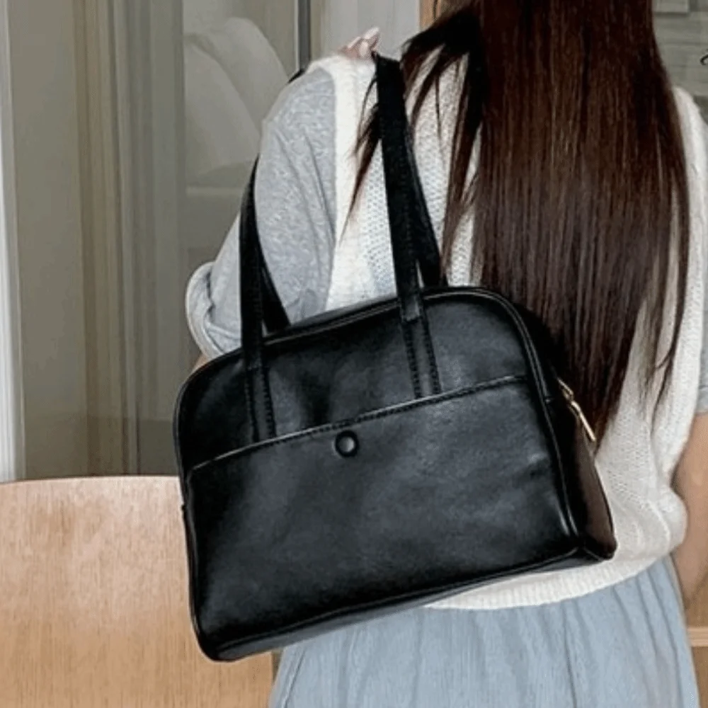 Unique Vintage PU Shoulder Bag Durable Large Capacity Tote Handbag Lightweight Casual Underarm Purse Work