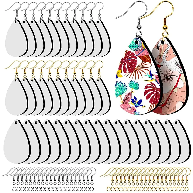 40Pc Of Sublimation Blank Earrings,Unfinished Heat Transfer Earrings Pendant Hooks And Jump Rings,For DIY Jewelry Making