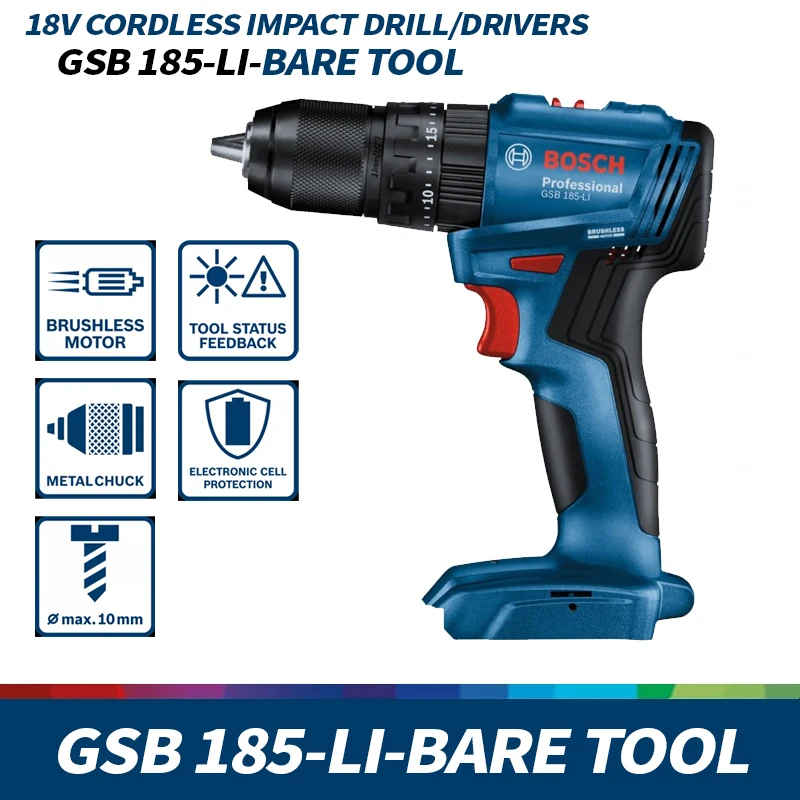 

BOSCH GSB 185-LI Cordless Impact Drill Bare Tool 18V Electric Screwdriver Driver Multifunctional Power Tool GSB185-LI