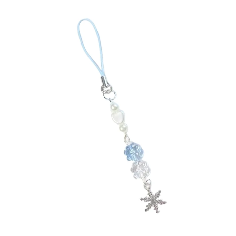 Dainty Pearls Snowflake Phone Charm with Luck Clovers Easy to Use Casual Wear