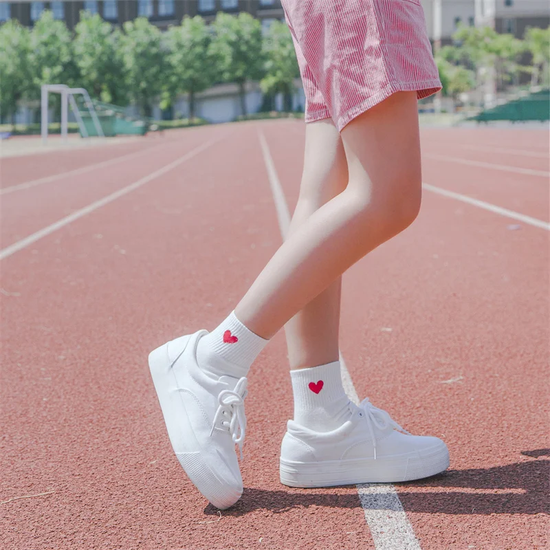 5 أزواج من الجوارب القطنية القصيرة Harajuku الجدة الحب القلب نمط الجوارب الهيب هوب بلون لطيف الجوارب #5