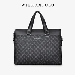 Fashion PVC Men's Briefcase Brand Luxury Business 14 inch Laptop Handbag Male Crossbody Shoulder Bag