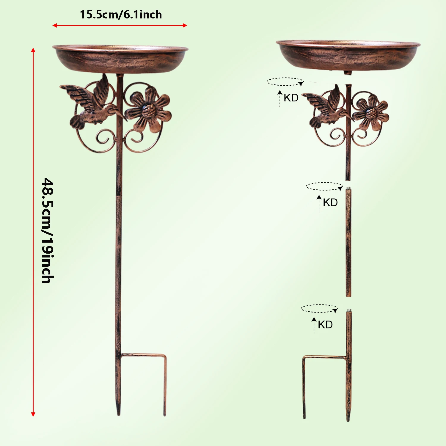 A Vintage Copper-Colored Five-Legged Decorative Bird Waterer for Drinking and Feeding, Suitable for Butterflies, Bees, Etc. Outd