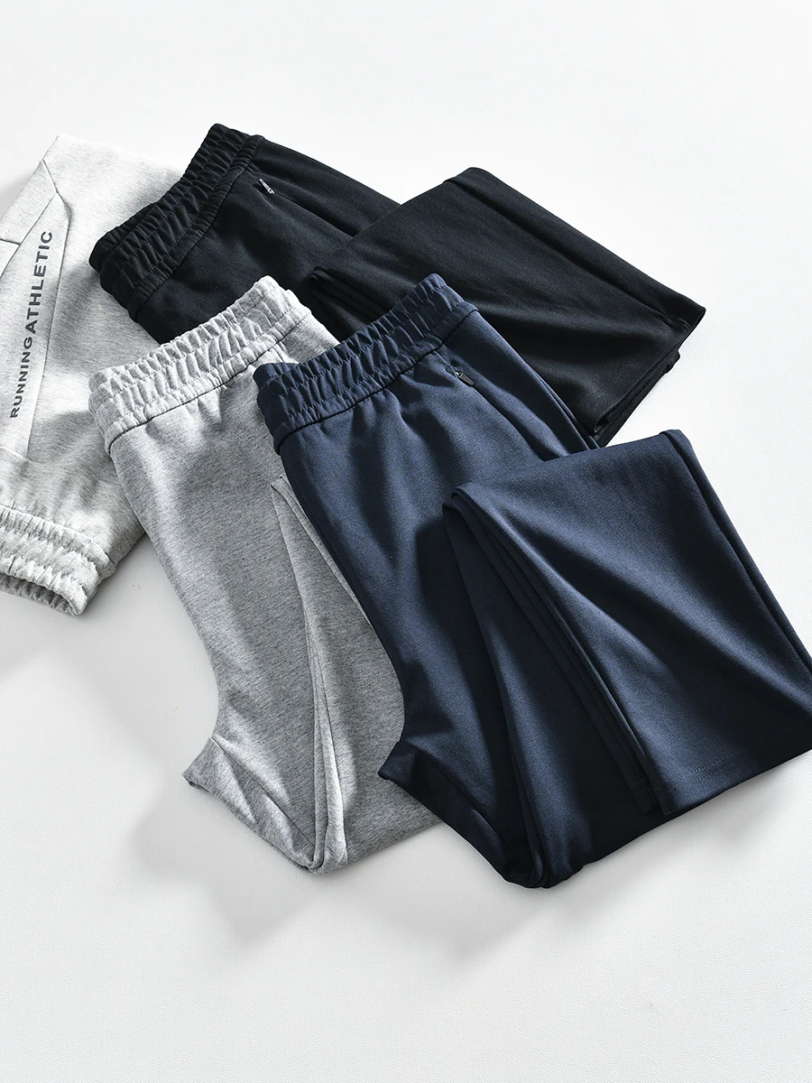 Men's Outdoor Training Casual Knitted Long Pants 3D Tailoring Version Cotton Polyester Blend Straight Leg Regular Fit