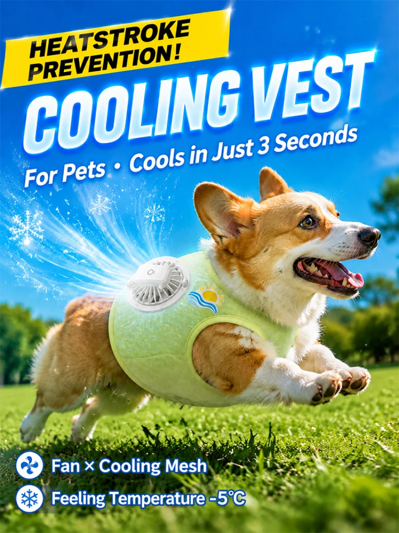 Pet Cooling Vest with Fan 3 Speed Adjustable Skin Friendly Ice Breathable Thin Dog Clothes for Small Medium Dogs Summer Wear