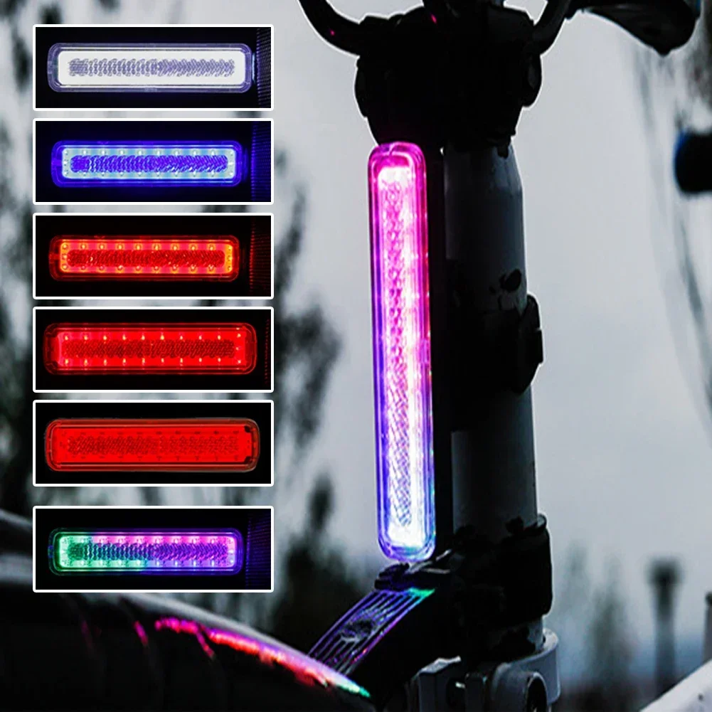 Bike Tail Light USB Rechargeable Ultra Bright LED Warning Bike Flashlight 7 Color Waterproof Bicycle Rear Light Bike Accessories