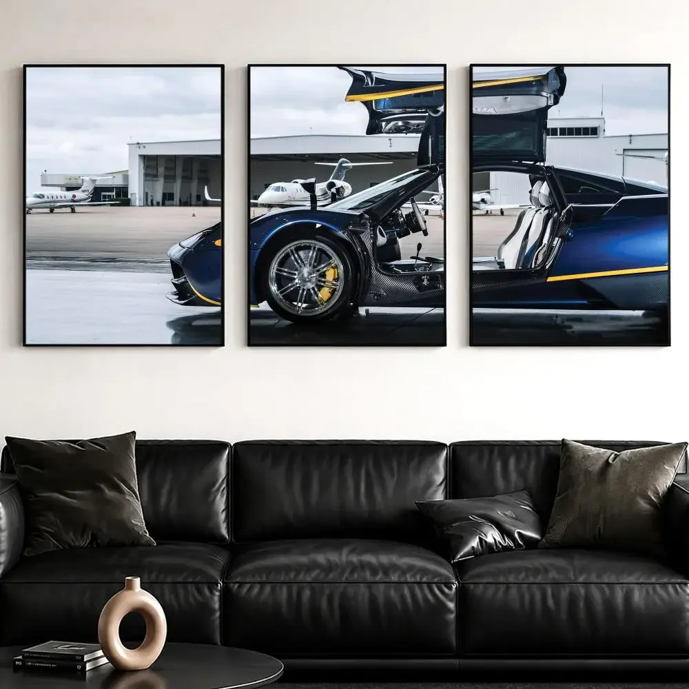 Aircraft Hangar Supercar Painting Calligraphy Canvas Wall Art Poster Set for Bedroom Living Room Home Decor Prints Gift
