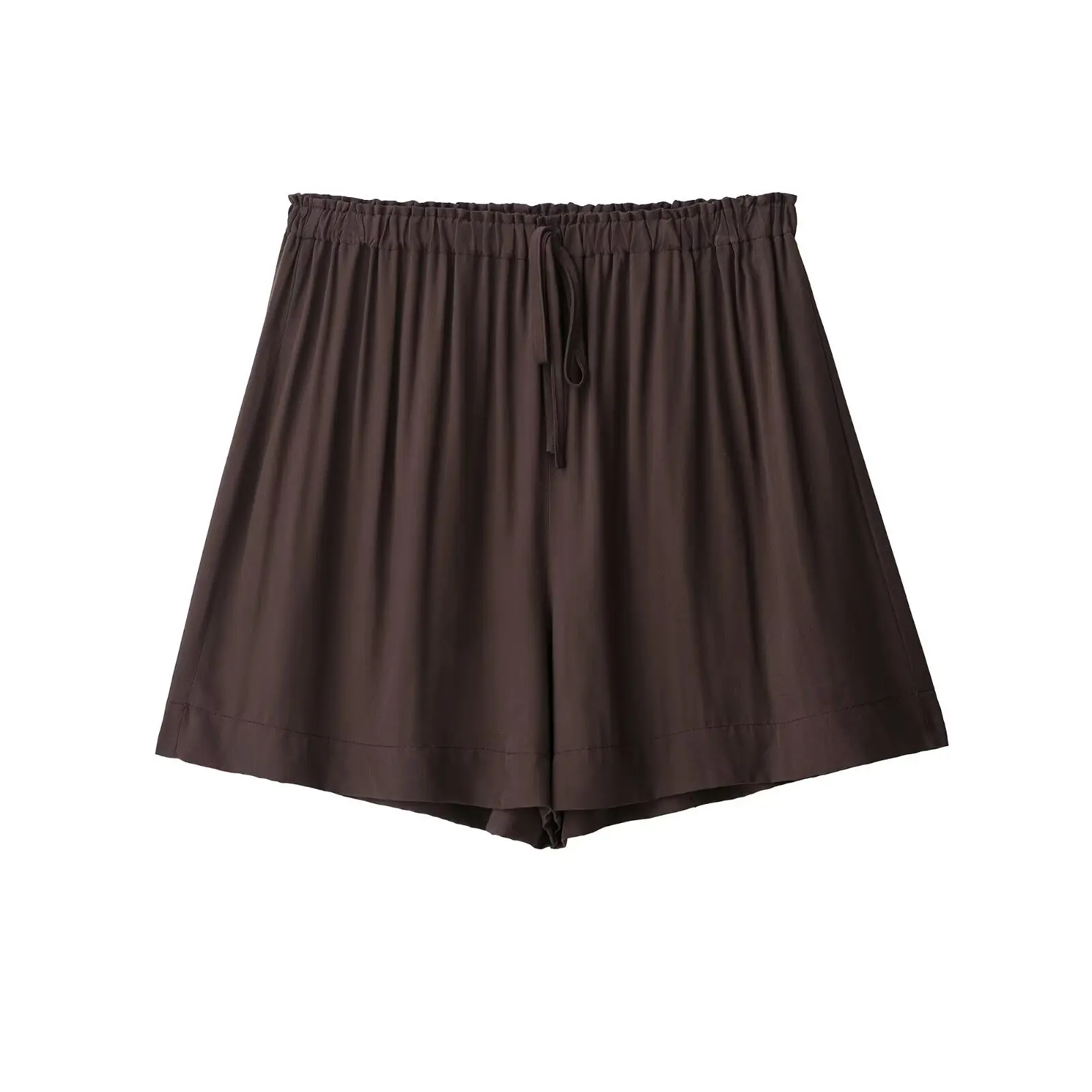 Simple temperament elastic waist shorts for women in summer 2025 new high waist wide-leg A-shaped hip slimming strap