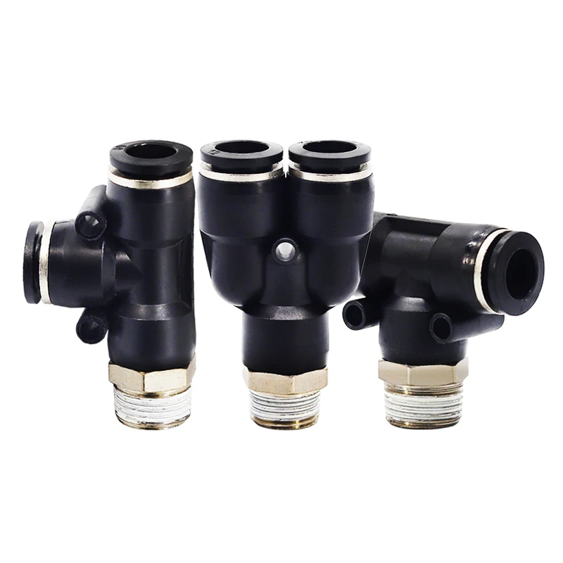 High Quality 1PCS Three-Way Threaded Quick Plug PB/PD/PX 4mm, 6mm, 8mm, 10mm, 12mm Trachea Quick Connector