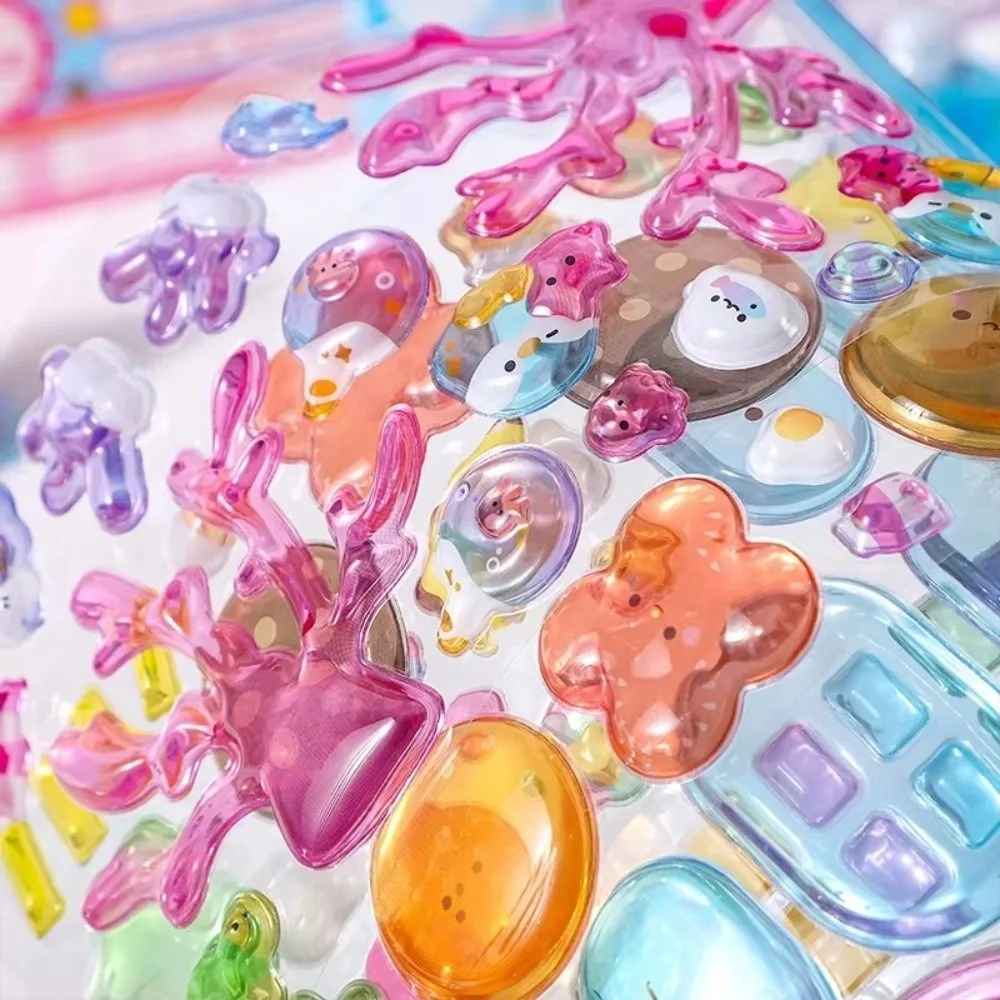 Drop Glue 3D DIY Crystal Stickers Whale Bear Rabbit Cartoon Stacking Stickers Removable Handcraft Relief Ornament Stickers