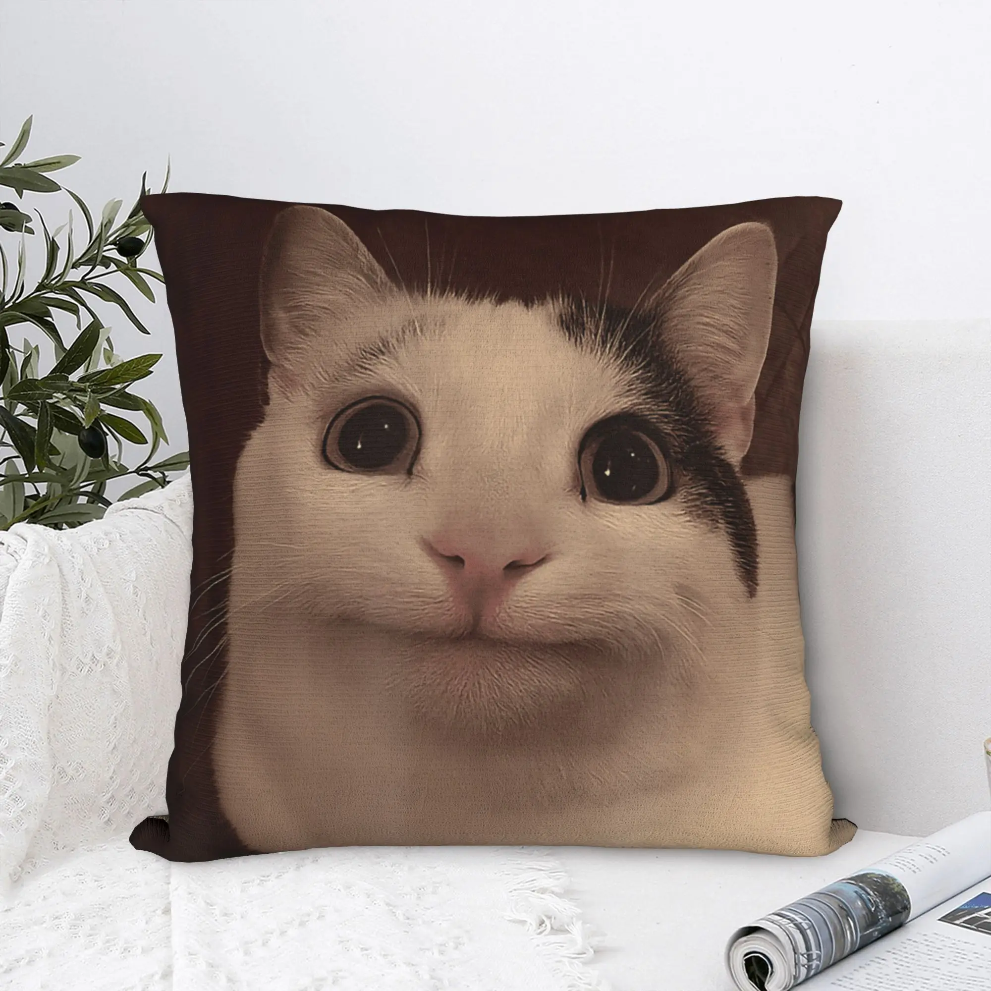 Printing Beluga Cat Meme Funny Kitten Pillowcase Polyester Cushion Cover Decorations Gen Z Throw Pillow Case Cover Dropshipping