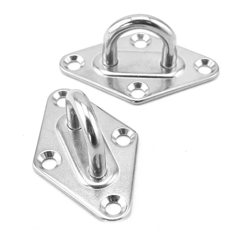 4Pcs Diamond-Shaped 304 Stainless Steel M8 Hook U-shaped Hook Base Ceiling Fans/Sandbags/Hammocks/Leisure Sofa Fixed Hook 80mm