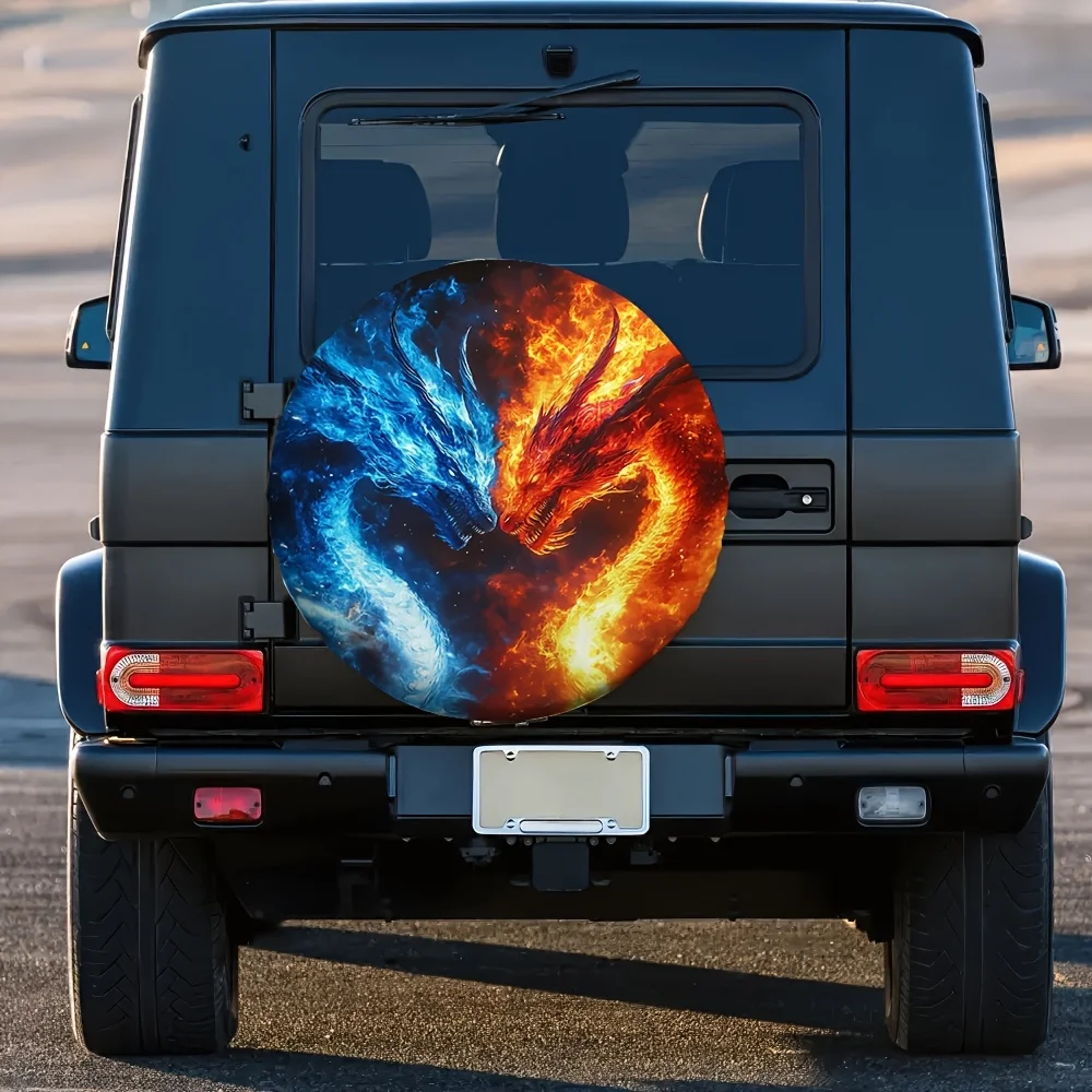 1pc, Easy To Install Tire Covers Phoenix_ Water And Fire Effects Fabric,Without Electricity New Year Gifts Perfect For Wind Vent