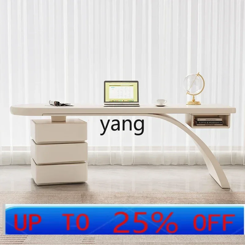 LMM cream wind book desk and chair combination with storage drawers writing desk computer desk home office