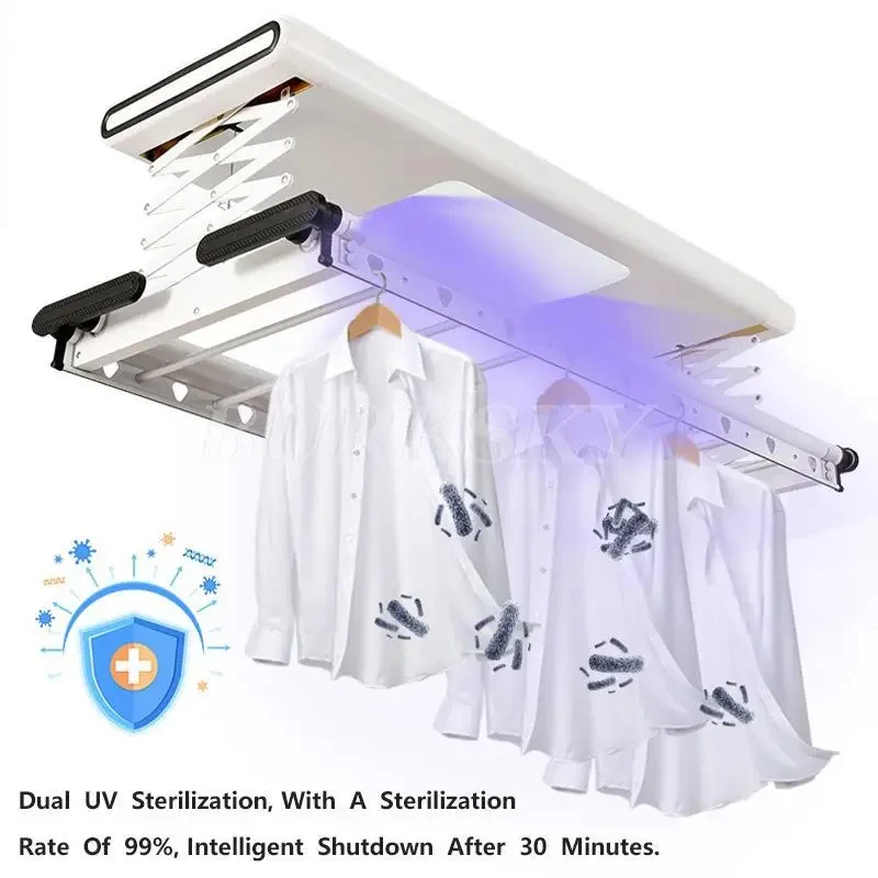 

Electric Clothes Drying Rack Intelligent Lifting Household With Lights Balcony Ceiling Space Aluminum Telescopic Rod And Control