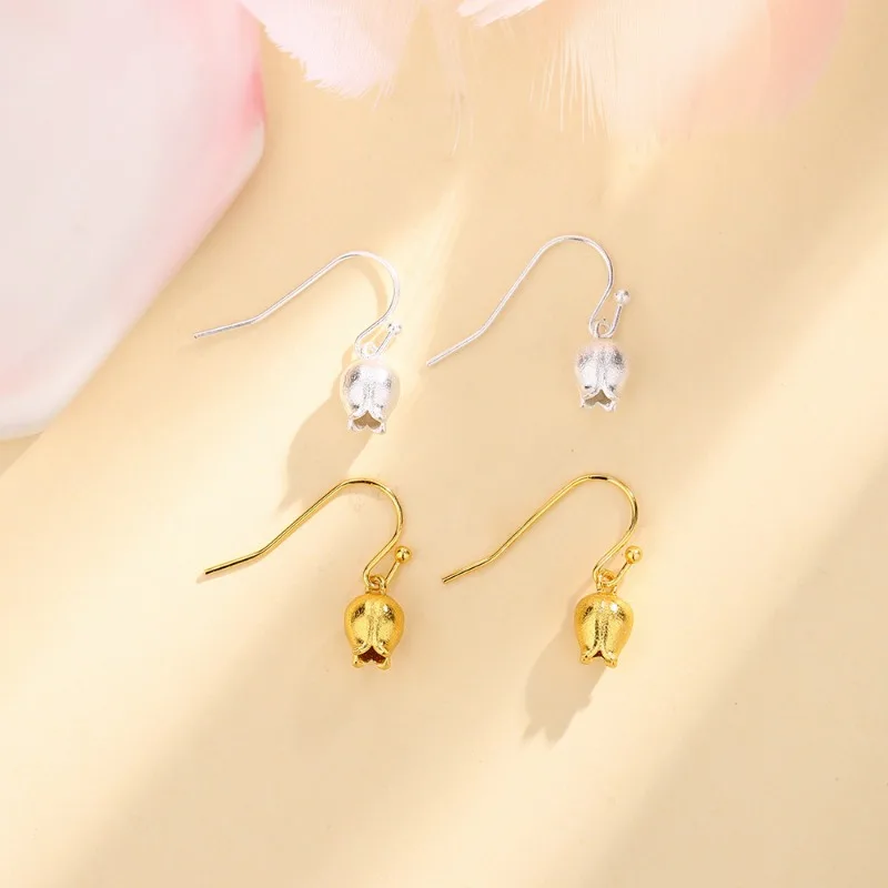 New Design Frosted Silver Lily of The Valley Pendant Drop Earring For Women Ear Jewelry Accessory Wholesale Christmas Girl Gift