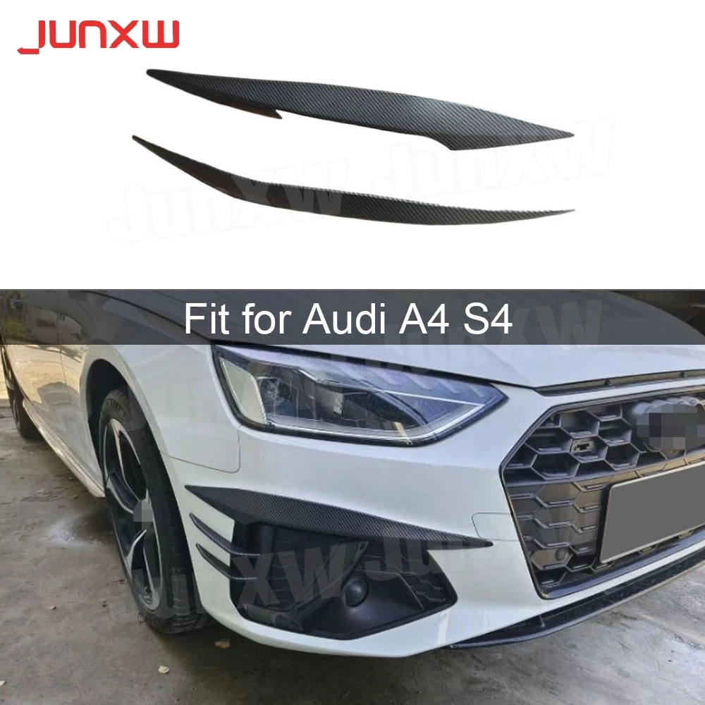 

ABS Carbon Look Car for Audi A4 S4 2020-2024 Not Standard A Style Front Bumper Fog Lamp Eyebrows Eyelid Cover Accessories