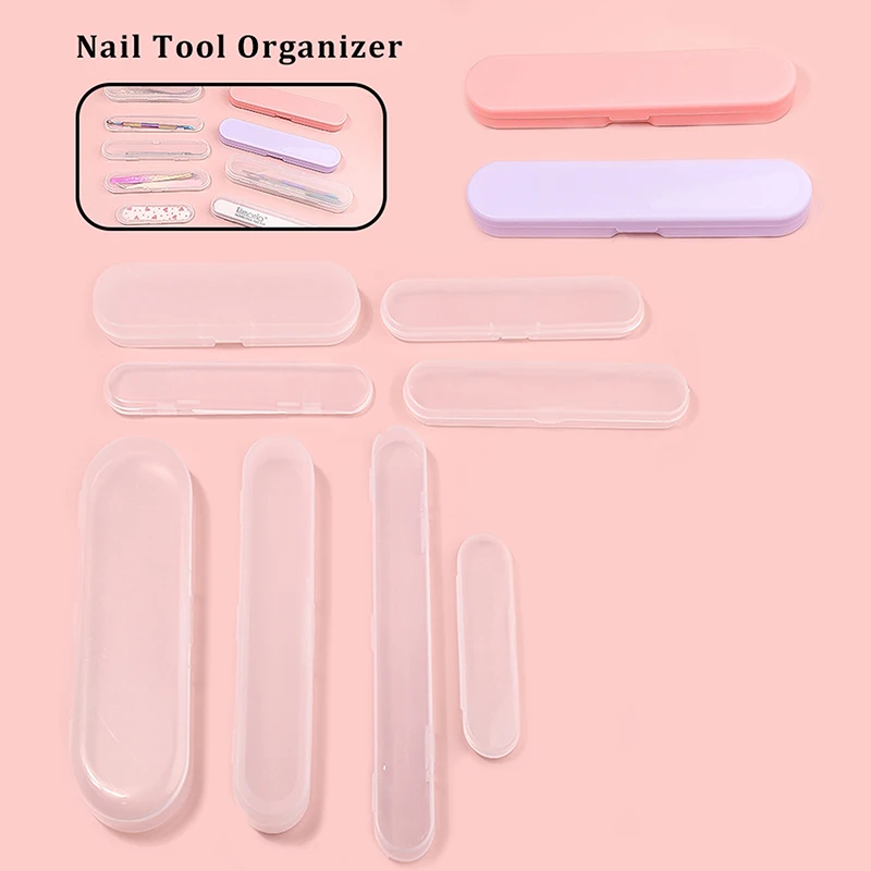 ·1/8 Pcs Portable Rectangle Nail Art Tool Empty Storage Box Tweezers Clippers Pens Polishing Nail Buffer Files Plastic Container
