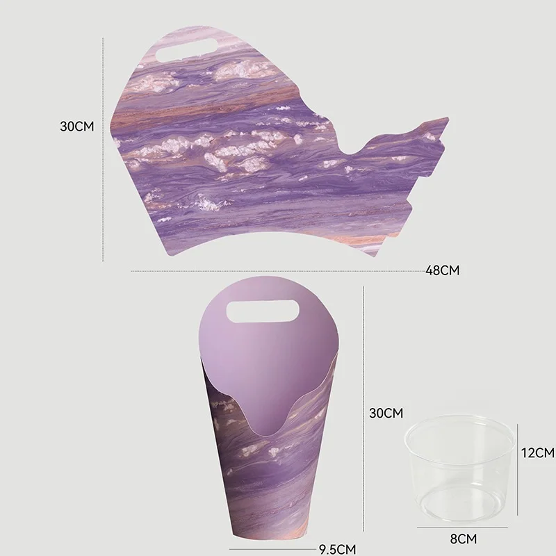 Kraft Paper Handbag Waterproof Gift Box Handbag Flower Packaging Box Colored Waterproof Flower Box For Party Home Wedding