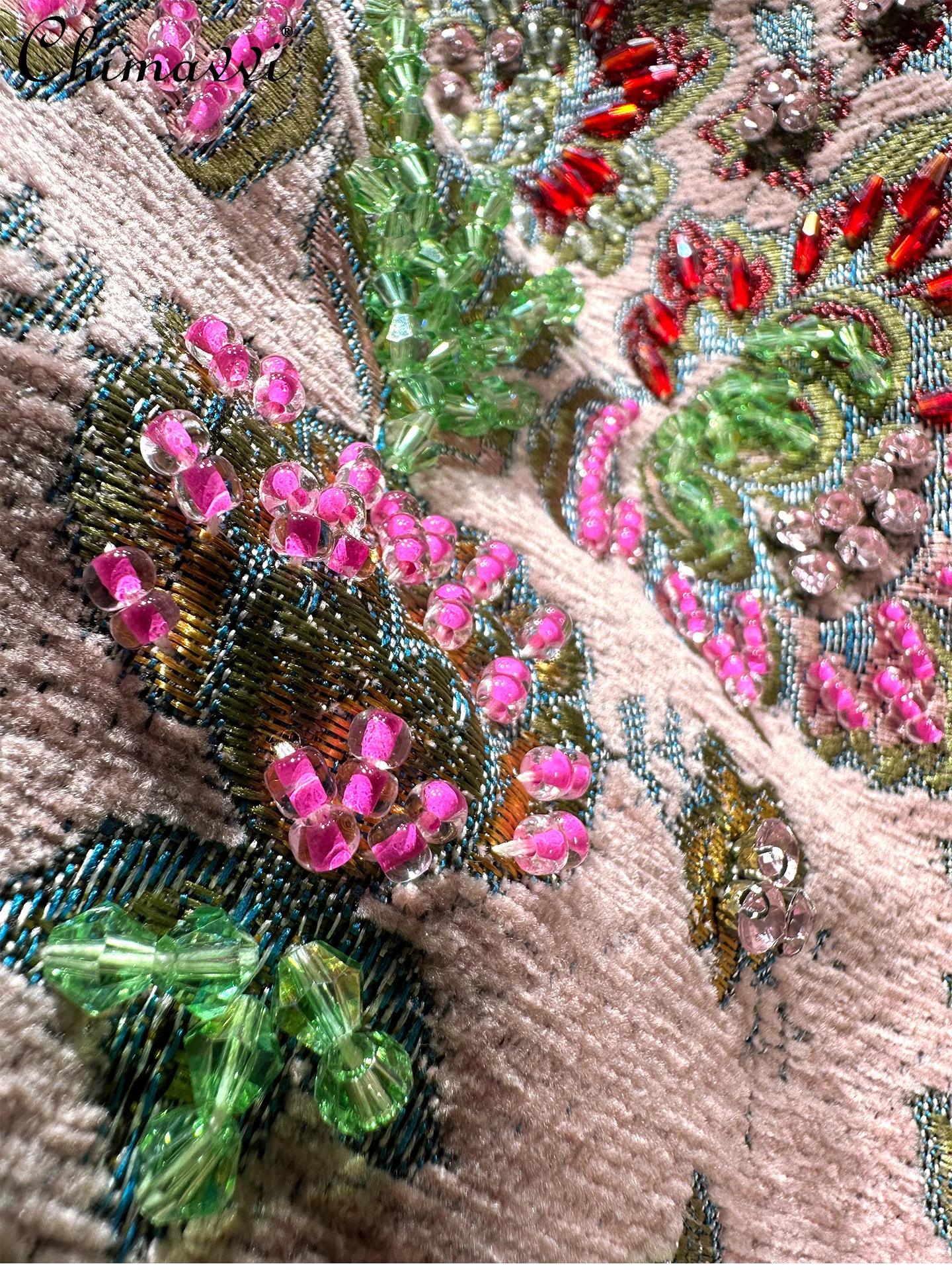 Robe débardeur en Jacquard à perles lourdes, sans manches, haut de gamme, Vintage, col rond, élégante, courte, nouvelle collection automne 2025