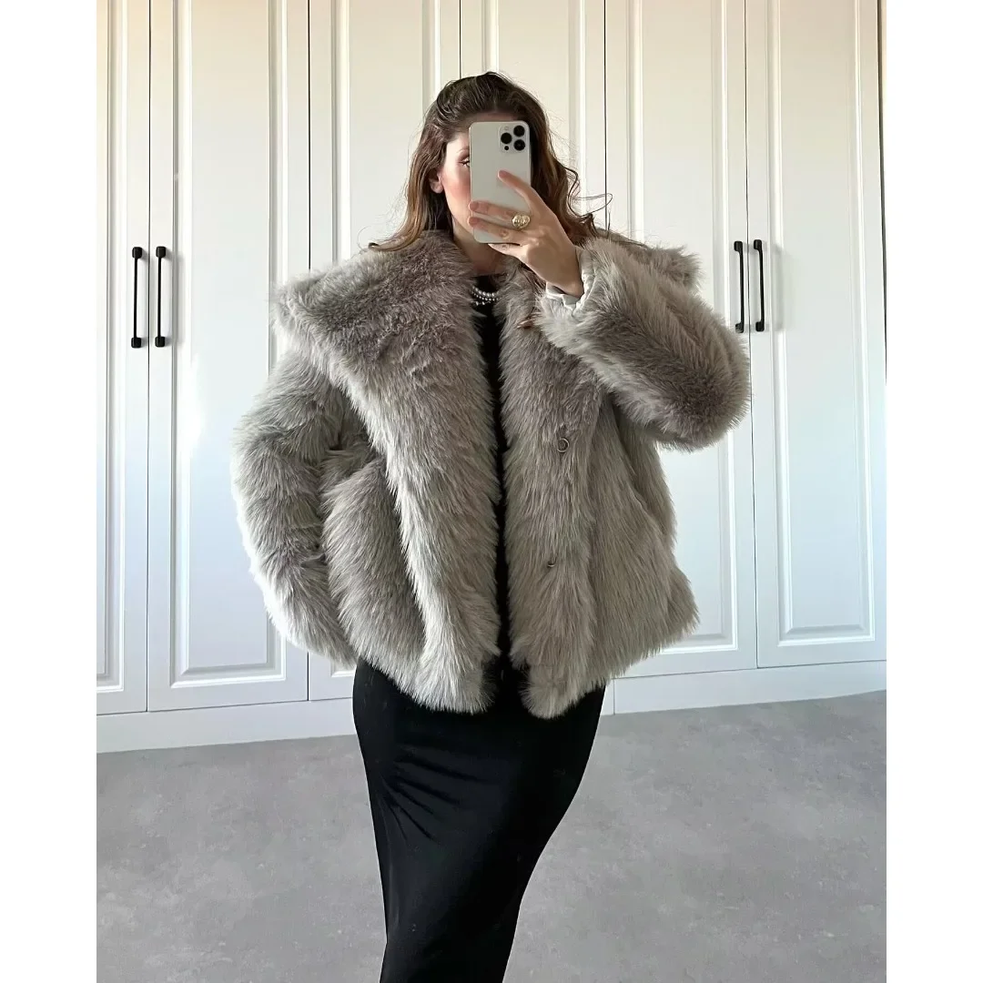 

Luxury Fluffy Fur Coat Women Cardigan Winter Warm Faux Fur Jacket Cropped Jackets Women's Clothing Long Sleeve Streetwear New