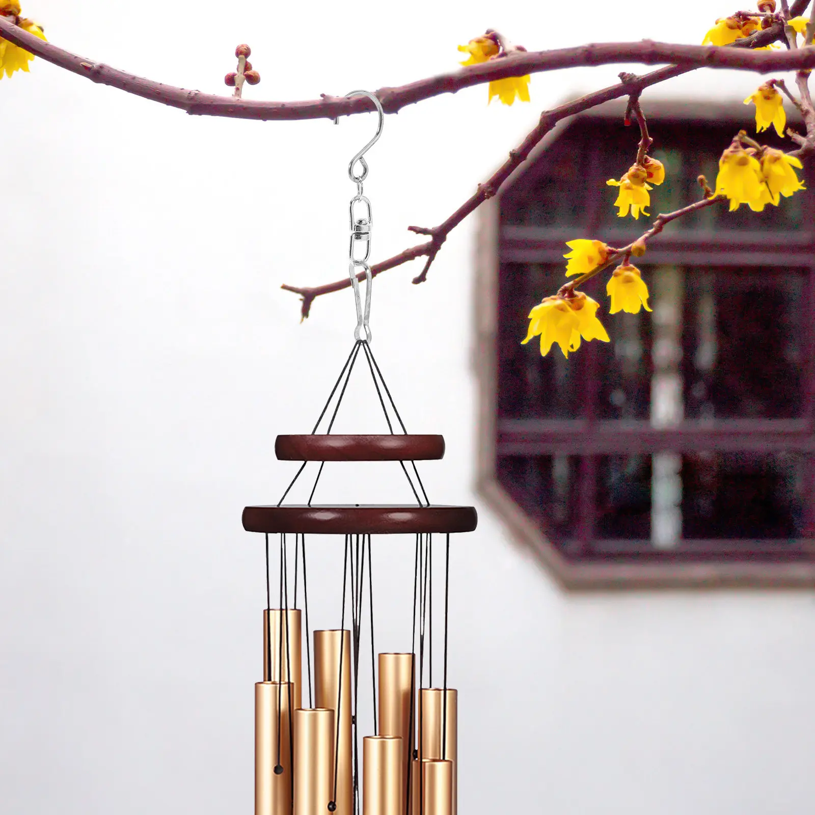 Rotating Wind Chime Hooks 10 Pack Heavy Duty Zinc Alloy Swivel Hangers for Outdoor Gutter Porch Tree Windsocks