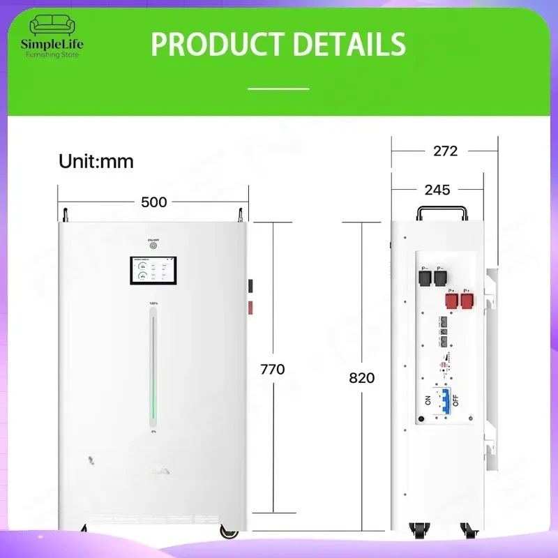 51.2V 300Ah 314Ah LiFePO4 Battery Pack 15kWh 16kWh 32kWh Wall Mounted Solar Energy Storage System Lithium Iron Phosphate Home