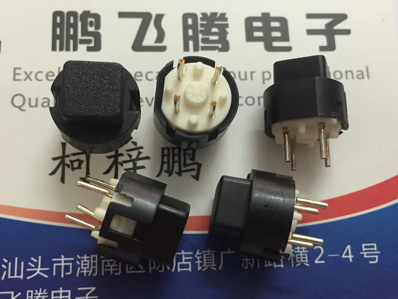 

10PCS/lot Original Taiwan square head key switch reset without lock tact switch round tact switch straight plug 4 feet