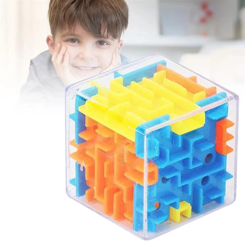 mini labirinto 3D cubo magico puzzle trasparente a sei facce cubo di velocità cubi a sfera rotolante labirinto giocattoli per bambini giocattoli antistress